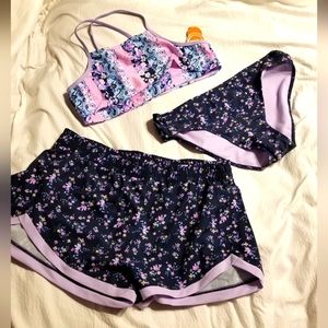 NWT SWIM EXERCISE VOLLEY BALL SET WITH SHORTS 3 PIECES GIRLS 18 OR JUNIOR SMALL